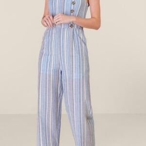 Strapless Button-front Jumpsuit
